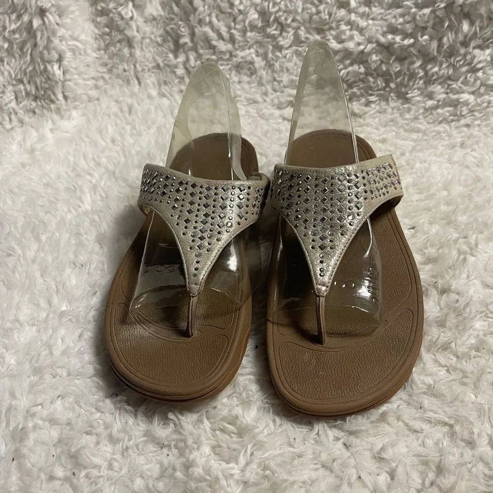 Fitflop Rhinestone Embellished glitter Wedge Sandals SZ9